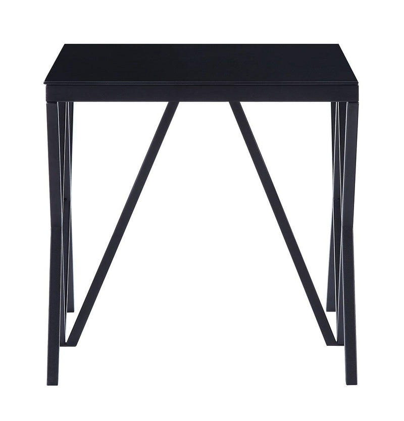 Magenta End Table, Black & Glass