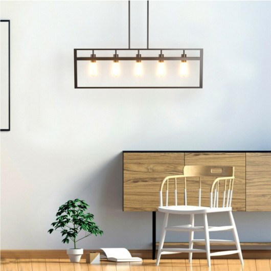5-Lights Pendant Lamp with Iron Square Lamp Shade