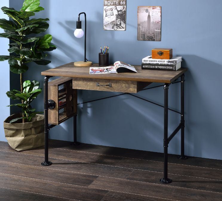 Writing Desk, Weathered Oak & Black Finish