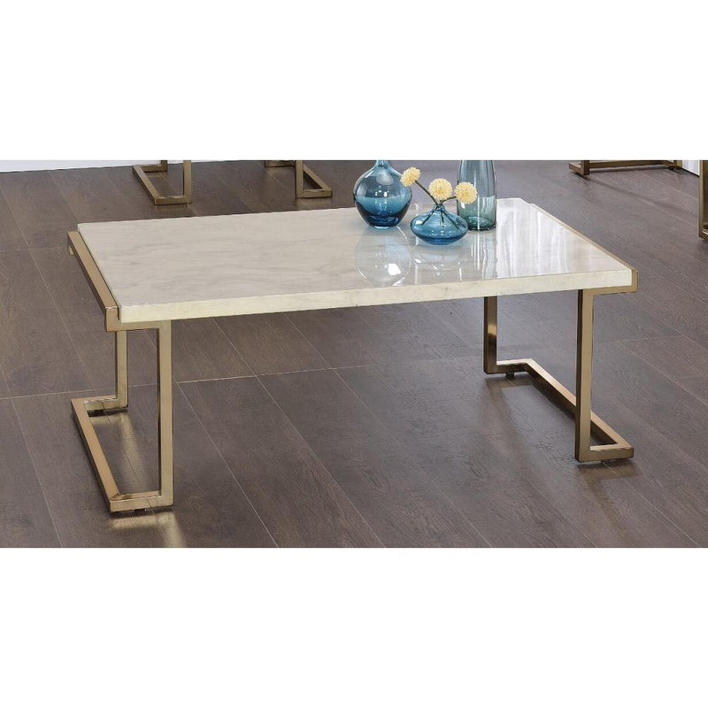 Boice II Coffee Table in Faux Marble & Champagne XH