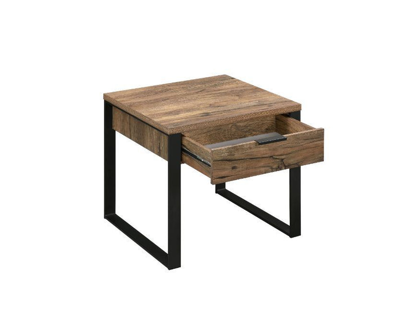 Aflo End Table, Weathered Oak & Black Finish