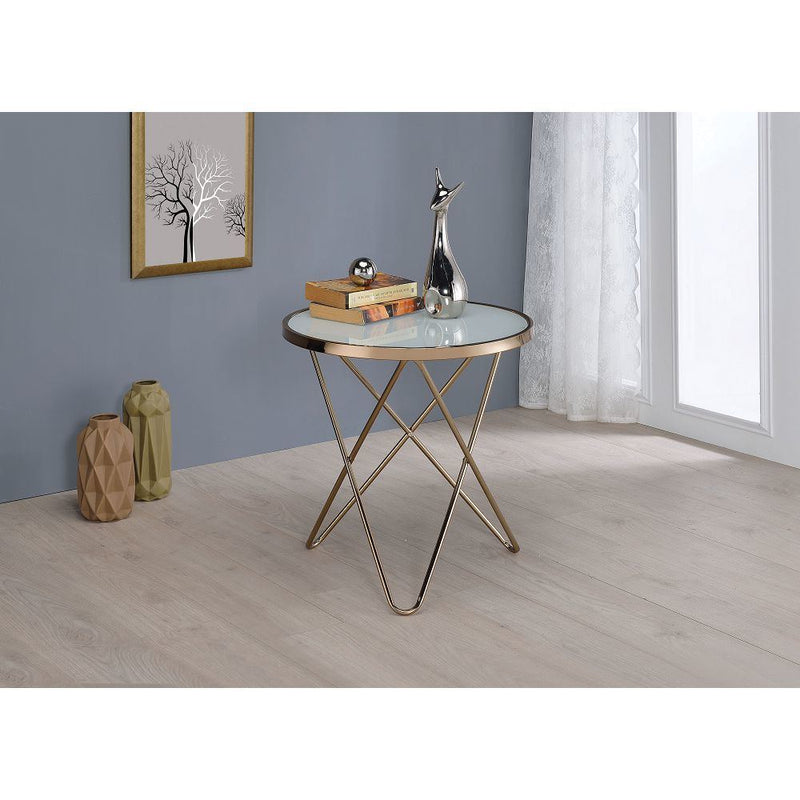 Valora End Table in Champagne & Frosted Glass