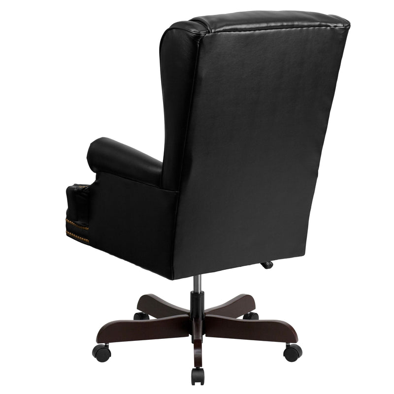 High Back Traditional Tufted LeatherSoft Executive Swivel Ergonomic Office Chair with Oversized Headrest and Nail Trim Arms