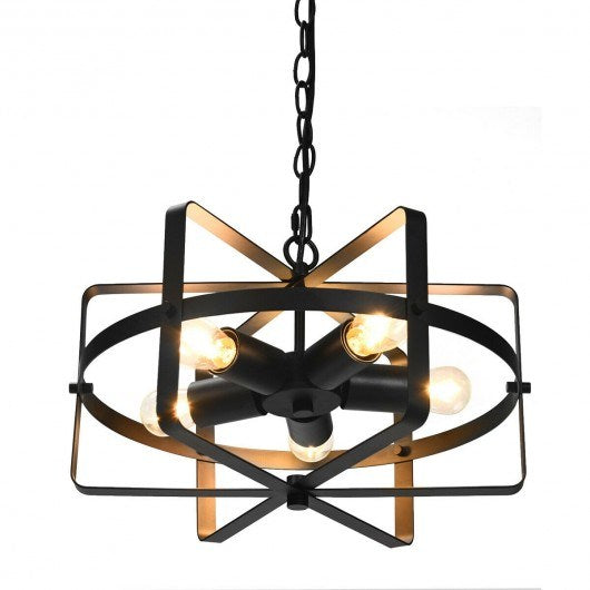 5-Light Metal Drum Shape Industrial Pendant Light