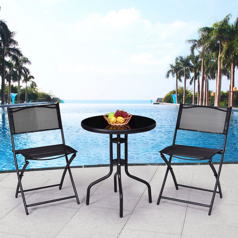 3 Pieces Folding Bistro Table Chairs Set for Indoor and Outdoor
