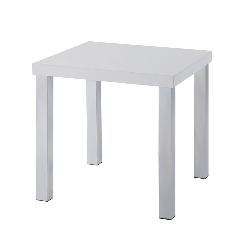 Harta End Table, White High Gloss & Chrome