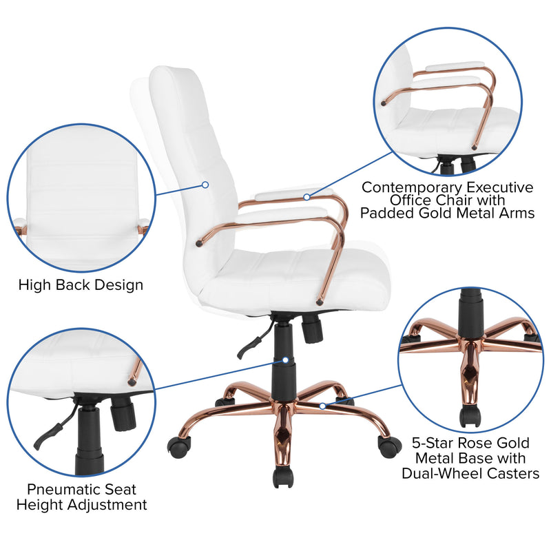 High Back Executive Swivel Office Chair with Metal Frame and Arms