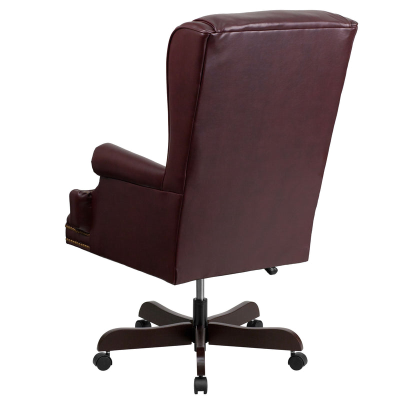 High Back Traditional Tufted LeatherSoft Executive Swivel Ergonomic Office Chair with Oversized Headrest and Nail Trim Arms