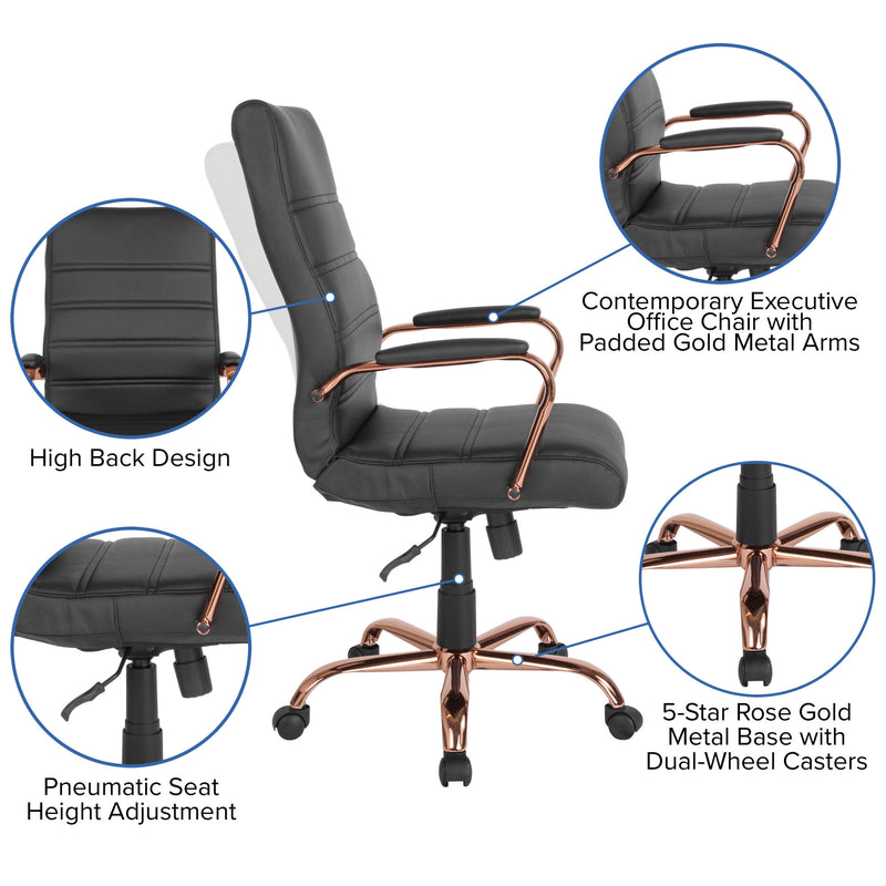 High Back Executive Swivel Office Chair with Metal Frame and Arms