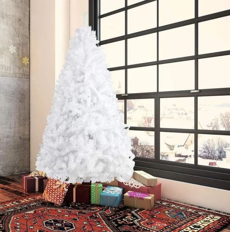 7 Ft High Christmas Tree 1000 Tips Decorate Pine Tree With Metal Legs White; With Decorations
