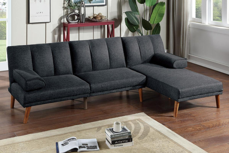 Black Polyfiber Sectional Sofa Set Living Room Furniture Solid wood Legs Plush Couch Adjustable Sofa Chaise