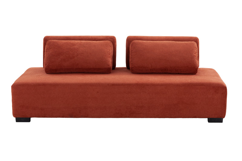 One-Piece Morden Sofa Counch 3-Seater Minimalist Sofa for Living Room Lounge Home Office Orange