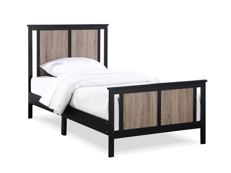 Connelly Reversible Panel Twin Bed Black/Vintage Walnut