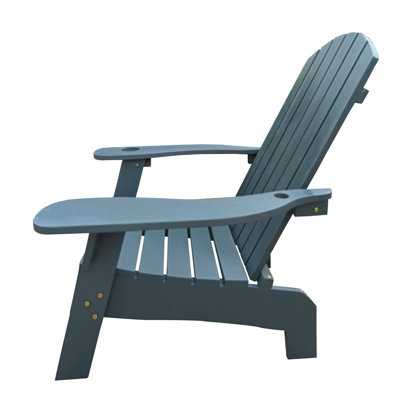 Outdoor or indoor Wood  Adirondack chair with an hole to hold umbrella on the arm ,Gray