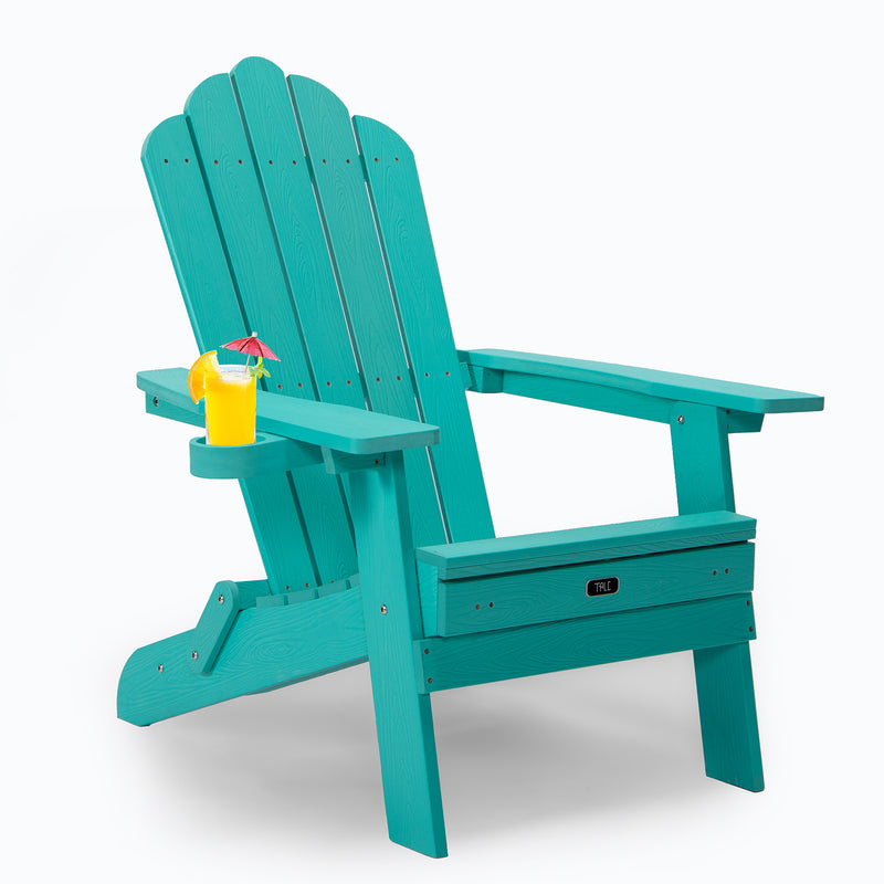 TALE Folding Adirondack Chair with Pullout Ottoman with Cup Holder, Oversized, Poly Lumber,  for Patio Deck Garden, Backyard Furniture, Easy to Install,GREEN. Banned from selling on Amazon