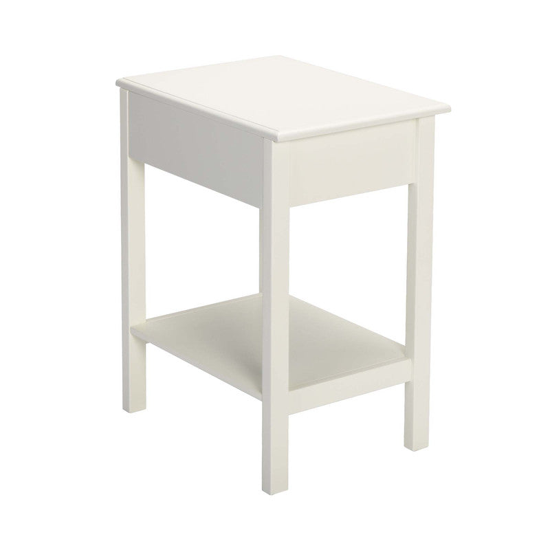 Wooden Tall Nightstand with Bottom Shelf & Drawer,Two Pieces,White